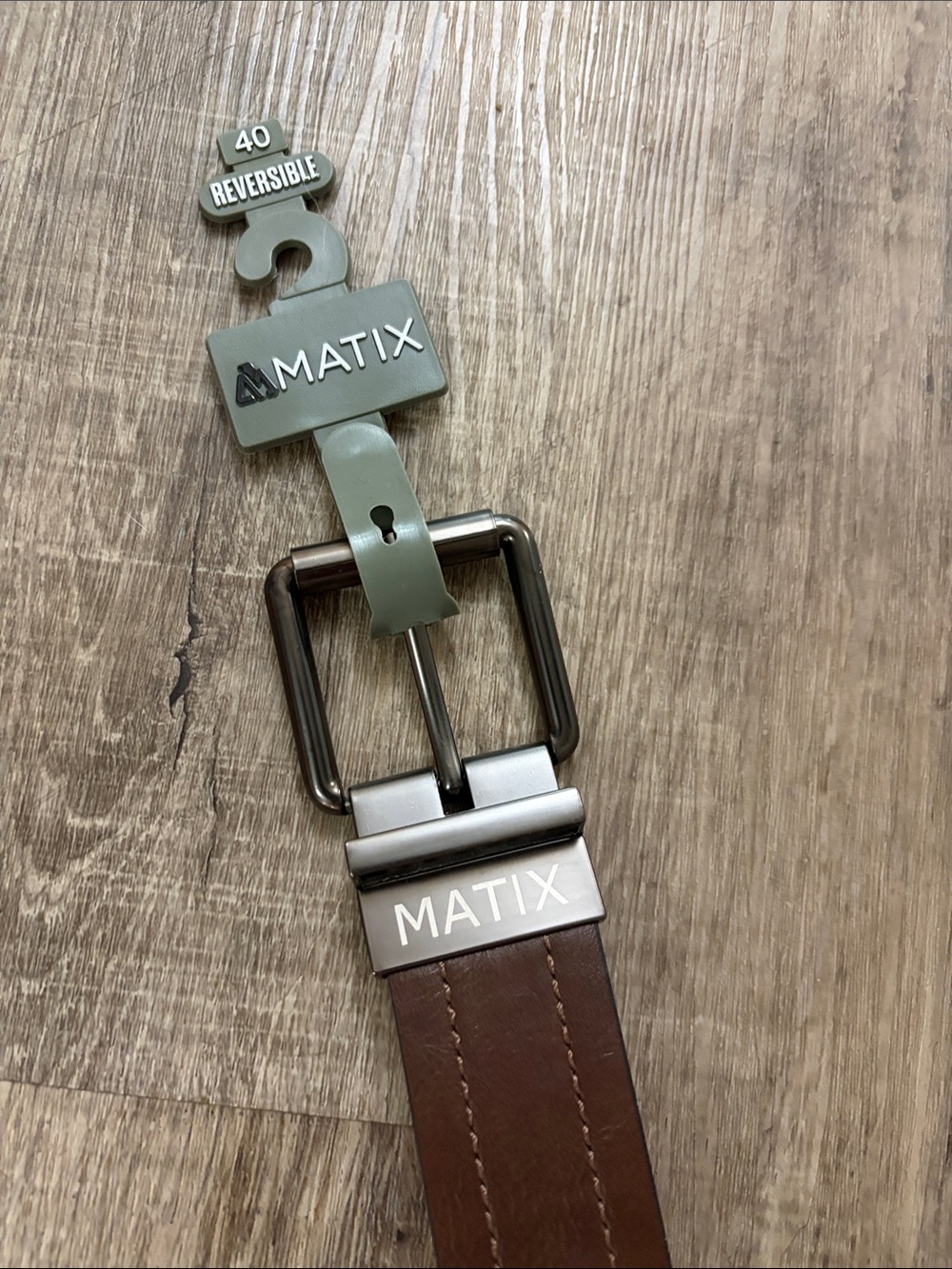 Matix Brown Leather Belt with Silver Hardware - Reversible Style